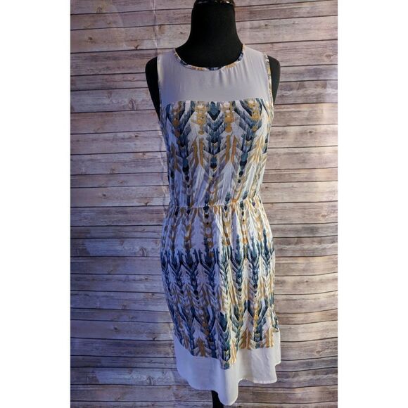 H&M Womens Dress Small Yellow Blue White Spring - Picture 1 of 9